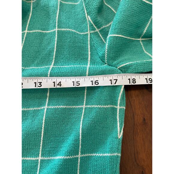 Vintage Jss women’s knit ware suit blazer & tank petite S green / white striped - Picture 14 of 16